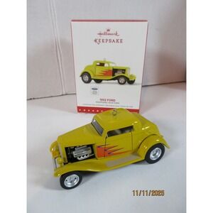 2015 Hallmark Keepsake Kustoms 1932 Ford Hot Rod Yellow Die Cast Metal Ornament